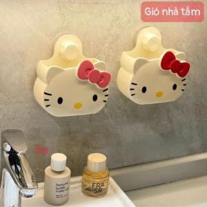Giỏ đựng đồ treo nhà tắm hello kitty kèm miếng dán