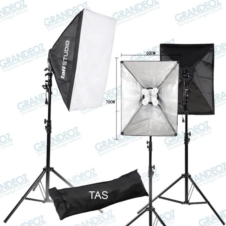 Set Lampu Softbox Socket Payung E27 Light Stand 2M Tripod Studio Kotak  Soft Box Four Ring flash Reflector Video Foto Continous LED Bohlam Tiktok 