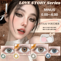 lens power [0.00-6.00] UYAAI 1 Pair Colored Contact 14.2mm LOVE STORY Oxytocin Brown Gray Blue Green Wearing Lens Natural Look Monthly Replacement. 