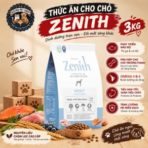 Thức ăn hạt mềm ZENITH cho chó trưởng thành Túi 3kg/1.2kg vị thịt gà & cá hồi hỗ trợ da lông mềm mượt tiêu hoá khoẻ