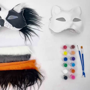 Không sơn cáo Mặt nạ Mặt nạ hóa trang Halloween vẽ tay Mèo mặt nạ với lông thú Anime cosplay Mặt nạ Mặt nạ động vật Bộ