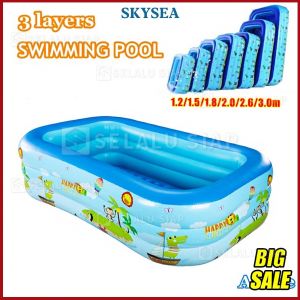 (gratis pompa) kolam renang dewasa super jumbo Kolam Renang Anak Jumbo Murah Bestway kolam renang jumbo 2 meter 5-7 Anak gratis pompa Mandi Bola Ocean Pool Anak Deep Dive Pool Ukuran Besar PERSEGI PANJANG KARET BAHAN