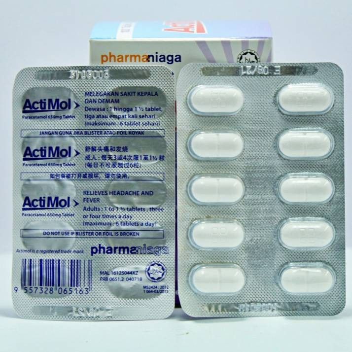 Pharmaniaga Actimol Paracetamol 650mg Tabs 1x10's (Pain Relief & Fever ...