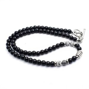 LINSBAYWU Exquisite Delicate Stainless Steel Fashion Natural Stone Strand Beaded Tiger Eye Clavicle Chain Personality Necklace Fashion Jewelry Men Bead Necklace Girl Gift
