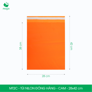 MT2C - 28x42 cm - 100 túi nilon đóng hàng niêm phong túi gói hàng túi niêm phong - Cam