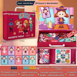 Childrens Enlightening Early Education Magnetic Dress-up Puzzle Three-Dimensional Scene Magnetic Stickers  Baby Educational Toys