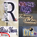 (PAKET 8 HURUF PER KATA) - NAMA CUSTOM HURUF TIMBUL KAYU MDF dan HMR Premium + LAMPU LED - HIASAN DINDING CUSTOM MURAH DEKORASI - PUSAT PAPAN NAMA CUSTOM DEKORASI BAHAN KAYU - MURAH. 