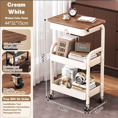 BMZAR Utility Trolley Cart Organizer Rack kitchen Storage Rack with Wheels Bedside Cabinet Bedside Table
