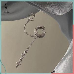 ส่วนลด 10 บาท สำหรับการซื้อ 1 ชิ้น ต่างหูคริสตัลแวววาวรูปดาวต่างหูแบบหนีบมีพู่ห้อยสำหรับผู้หญิงต่างหูหนีบแบบไม่เจาะหูเครื่องประดับกระดูกอ่อน