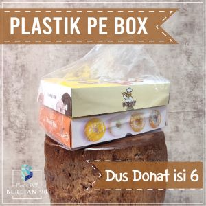 Kantong Plastik PE Bening Box Donat 6 pcs / 1/2 Lusin – Isi 50 Lembar | Plastik Food Grade Takeaway Brownies Kue Snack
