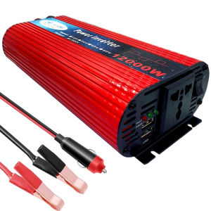 JUXING 12000W Car Power Inverter Portable Converter For Car Modification Voltage Transformer DC 12V to AC 220V With Dual USB Universal Output Socket Use for Decoration Tools Modified Sine Wave