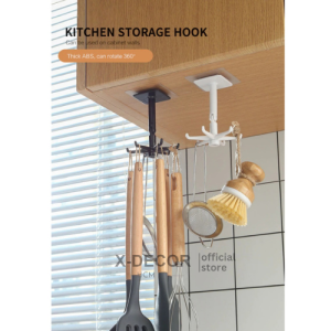 Móc dán tường 6 nhánh treo đồ đa năng xoay 360 độ siêu dính Móc treo vá muỗng thìa nhà bếp móc treo đồ đa năng 6 móc