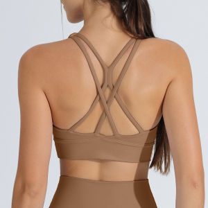 Cross Back Sports Bra for Women Yoga Top One-pad Yoga Pilates Bra Breathable Shockproof Running Dancing