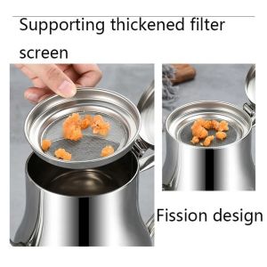 Preferred Stainless Steel Oil Container Can Household Oil Strainer Kitchen Oil Filter Pot Oil Storage Bottle