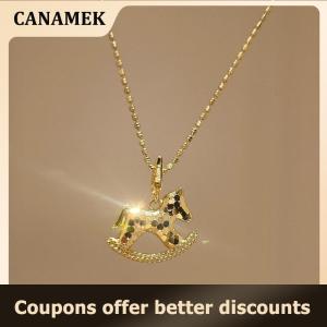 【 CANAMEK 】 Fashion Exquisite Pony Pendant Necklace For Woman Girlish Versatile Clavicle Chain New Year Jewelry Accessories Horse Year Gift