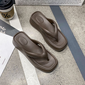 [Free Shipping] Hollow Platform Womens Korean Style Flip-Flops Simple Casual Style New Versatile High-Heel Couple Summer Shoes