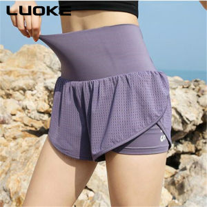 Luoke sports shorts women 2 in 1 jogging short pants for women anti-glare quick-drying sports shorts female breathable printed loose fitness running shorts women training