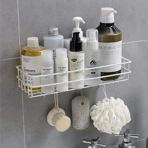 Bathroom Wall Mounted Punch-Free Rack Shampoo Holder Iron Shower Drain Basket Kitchen Spice Storage Rack