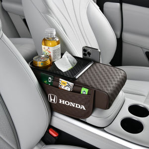 Chất liệu da PU đệm tựa tay ô tô Tổ Chức Pad Với ngăn để cốc & hộp đựng khăn giấy Đa Chức Năng Xe Đối Với Honda Mugen Thành Phố Hatchback Civic FC Fd Accord Jazz Brv HRV Odyssey Wrv phụ kiện nội thất