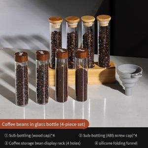 BINCOO โหลเก็บกาแฟโหลฐานไม้ไผ่แก้วกาแฟบอโรซิลิเกต