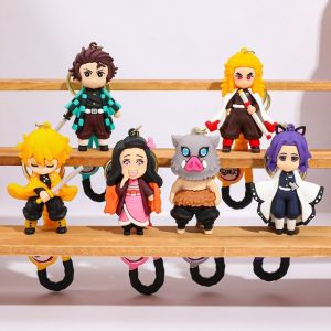 New Cute Cartoon Anime Demon Slayer Keychain Bag Pendant Couple Hanging Pendant Car Key Accessories Friends Gift