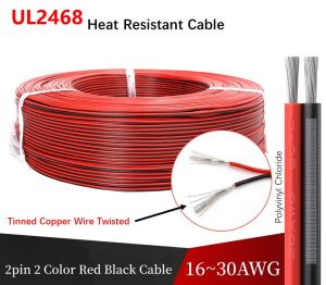 2Core Cable Insulated PVC Power Cord UL2468 10M 16-26AWG boston copper speaker wire Red /Black Wire