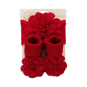 Flower Hairband Ankle Socks Gift Set Baby Headwear Antiskid Floor Socks Elegant 0-1Y Infant Accessories