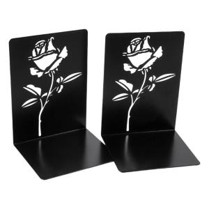 2Pcs Book Ends for Shelves Hollowed Flower Metal Bookends Heavy Duty Book End Decorative Book Stoppers for Shelves Desk