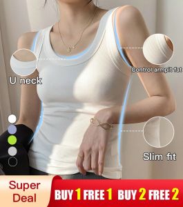 Veimia Knitted Threaded Camisole Tank Top Women Stretch Bottom Inner Tops Threaded Knit Bottom Shirt