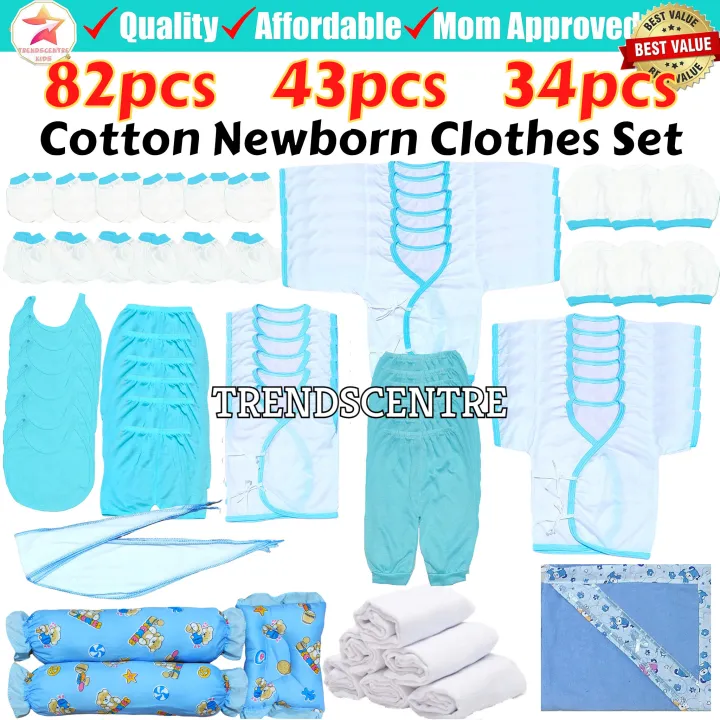 82,43,34pcs Cotton Newborn Baby Clothes Set White Infant Wear