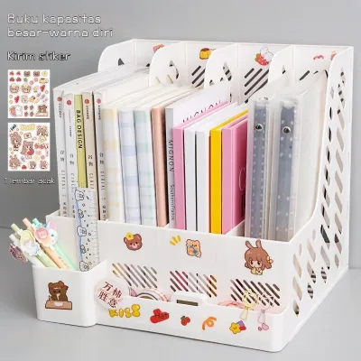 【Penjual Lokal】Stiker Sanrio Gratis Rak Buku Sekat Rak Penyimpanan Barang Pena Desk Organizer Ins Minimalis Meja Belajar Stationary Kit Berkualitas Korean Style Laci Rak Buku Lucu Unik