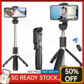🚚SG Fast Delivery📦Extendable Handheld Selfie Self Stick Monopod Tripods with Bluetooth Remote Shutter Portable Selfie Sticks Tripod For IOS/Android. 