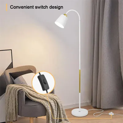 Floor Lamp Nordic Modern Floor Lamp 360°Rotation Lampshade Modern Rustic Farmhouse Reading Standing Lamp Adjustable Metal Heads Indoor Task Lighting for Living Room Bedroom Office Home Décor(Free Bulb)