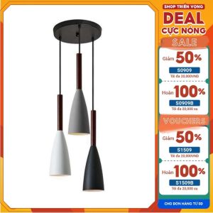 Đèn thả trang trí nội thất đèn thả bàn ăn bộ 3 đèn treo trần trang trí hiện đại + bóng đèn LED Edison ST64 4W - 08520047