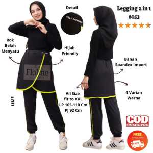 Floline Ols - Rok Leging 2 In 1 Senam / Aerobic / Olahraga / Bersepeda / Well Fitness List Wanita 6053
