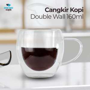Gelas Cangkir Kopi teh Anti tahan Panas Double Wall dable kaca