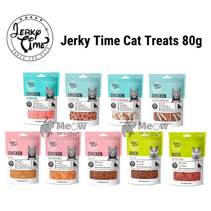 Jerky Time Real Meat Cat Treats Cat Snacks 80g Chicken / Duck Flavour