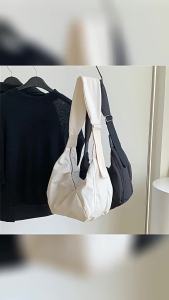 G7 Large Capacity Korean Wide Shoulder Strap Canvas Bag Crossbody Bag for Women ins Niche Design Pleated Dumpling Bag Single Shoulder Bag 7/7