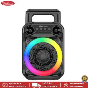 [New] Outdoor Indoor Portable Bluetooth Speaker with Microphone RGB Lighting for Karaoke and Music Playback