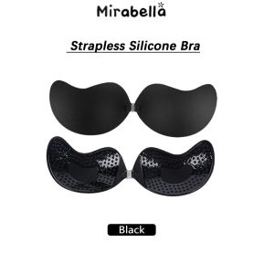 Mirabella 2pcs Strapless Silicone Bra Breathable Mango Shape Self-Adhesive Reusable Invisible Breast Pad Bra Underwear Women