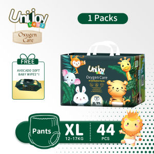 Unijoy Oxygen Care Diapers Pants Upgrade Large Bag Baby Diaper (Size:XL) FREEx1 Baby Wipes (80Pcs/1Bag) - Superior Absorbency Ultra Soft