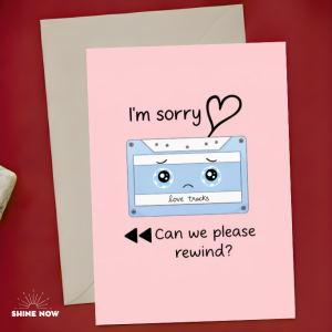 Cute Sorry Card Can We Rewind Apology Card Romantic Sorry Card for Girlfriend Boyfriend Greeting Card