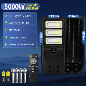 BINGO ไฟถนนโซล่าเซลล์ ไฟถนน ไฟภายนอกอาคาร ไฟ solar cell ไฟติดผนังโซล่า 5000W 10000W 20000W แสงขาว สว่างค้าง กันน้ำIP67 ระบบเซนเซอร์  Solar Street Lamp