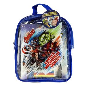 Marvel Avengers Book Backpack with 3 Books Stickers & Pencils For Kids