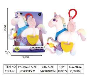 Baby bed hanging rattle wind chime baby stroller pendant with teether plush cartoon animal doll soothing toy