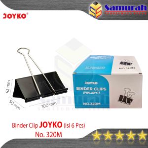 Binder Clips No 320/320M Joyko / Clip Hitam Besar Klip Jepit Kertas Jumbo 110 mm / Lebar 11 cm - Isi 6 Pcs