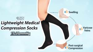 +MD Thigh High Compression Stockings Open-Toe 20-30mmHg Firm Support Socks for Varicose Vein Swollen legs