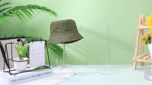 2 Set 12 Inch Clear Acrylic Hat Stands and Wig Display Rack Stands for Multiple Hats Display Tabletop Baseball Caps Watch Helmets Tabletop (Round Bottom)