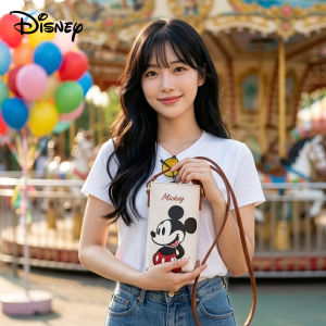 Disney Mickey Mouse Retro Phone Bucket Bag Cute Beige Mini Crossbody Bag with Adjustable Strap Trendy PU Smartphone Pouch for Women & Girls