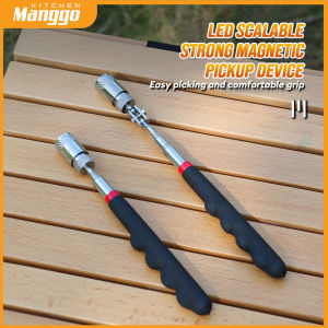 Stainless Steel Magnetic Telescopic Pick Up Tool With LED Light Bendable Magnet Pen Pickup Rod Stick